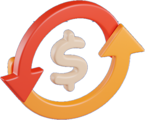 Illustration of two arrows circling a dollar sign